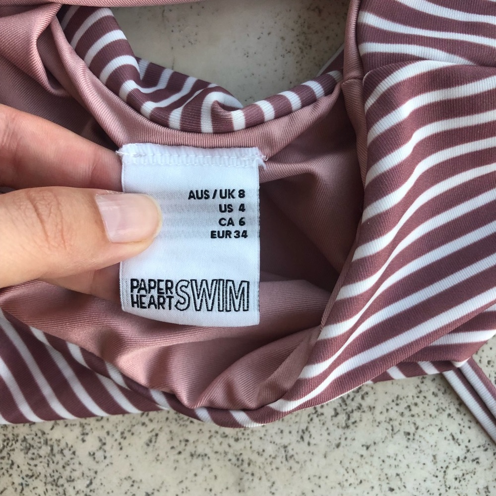 Pink striped one piece swimsuit - Picture 4 of 5